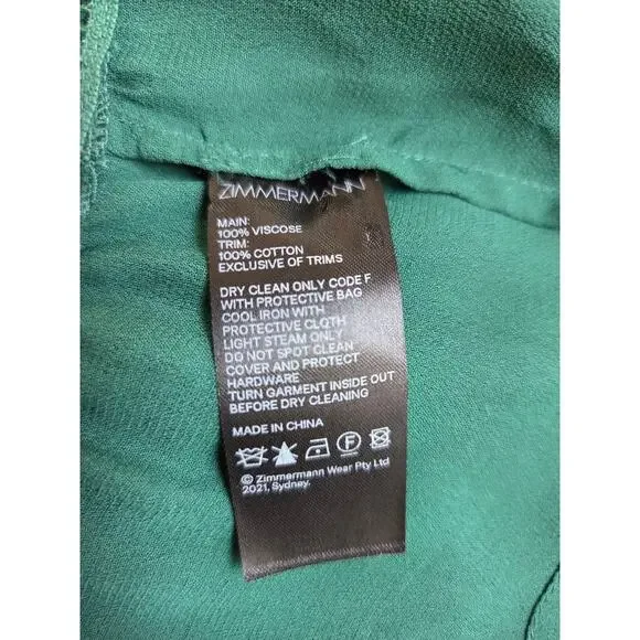 Zimmermann Green Maxi Dress US 4 Lace Tiered Long Sleeves Boho - Picture 12 of 12